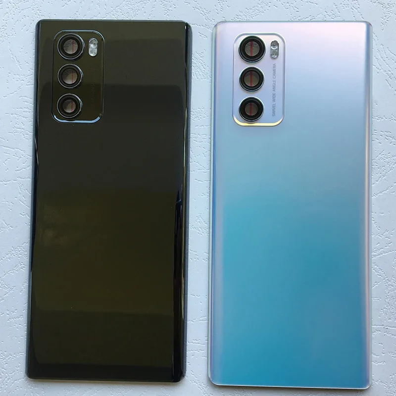 Tampa de bateria de vidro para LG Wing 5G LMF100N LM-F100V Peças de reparo de carcaça traseira com adesivo