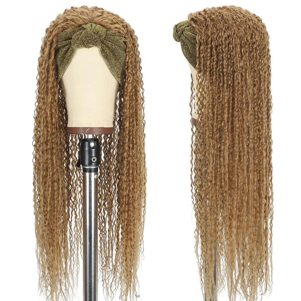 弾むカーリー合成かつら高温繊維人工毛ヘッドバンドかつら女性のための日常使用ロングウィッグ