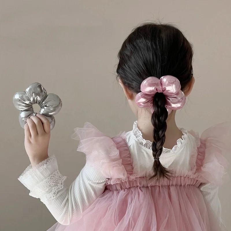 

Three dimensional filled flower elastic hairties sweet children's meatball hairrope hair loop headband girl hair accessoires