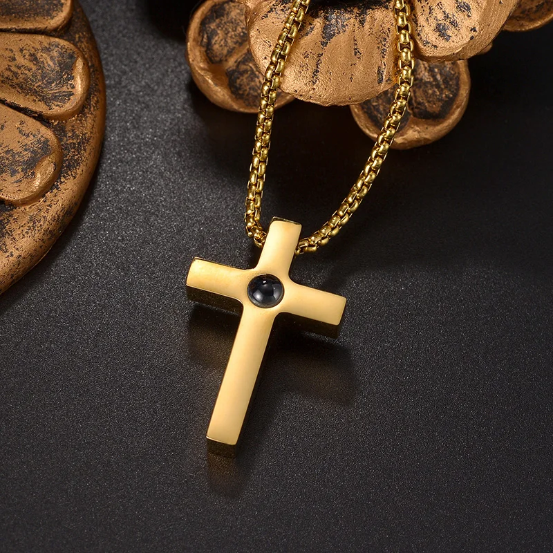 Nextvance Projection Photo Custom Cross Necklace Stainless Steel Personality Gold Color Pendant For Family Friend Jewelry Gifts