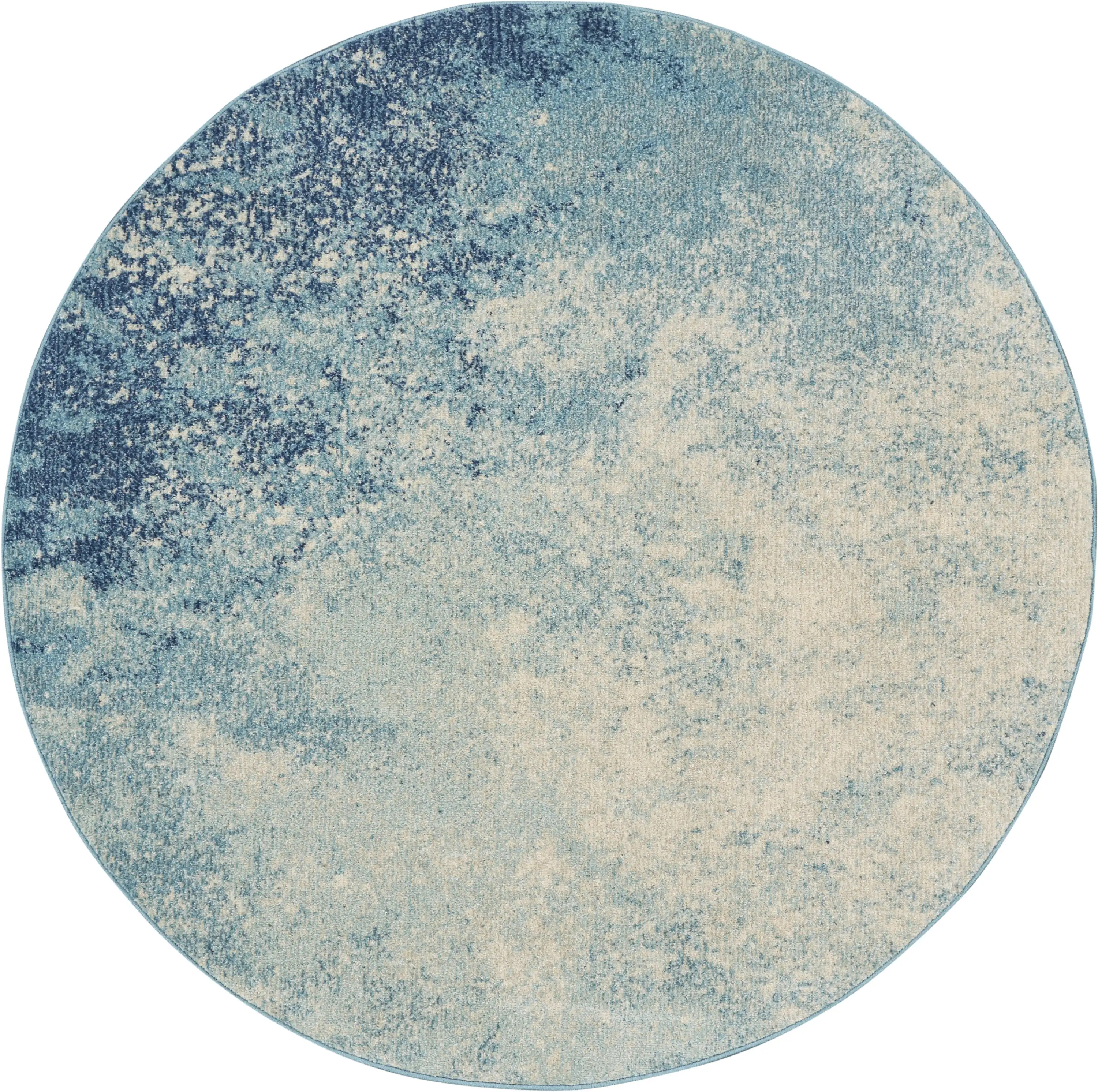 Passion Contemporary Navy Light Blue 4' x ROUND Area Rug, (4 Round)