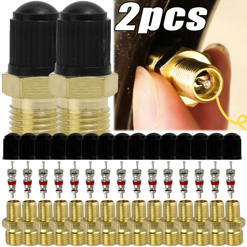 1-2pcs Anti-Corrosion Copper Valve Air Compressor Tanks Fill Valve Automobile 1/4 NPT 1/8 NPT M10 Tire Valve Core Tire Copper