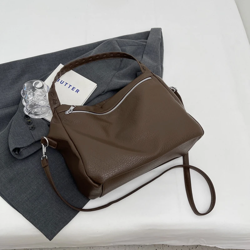 Big Soft Leather Bag Female New Tide Korean Version Of Everything Simple Large Capacity Tote Single Shoulder Handbag