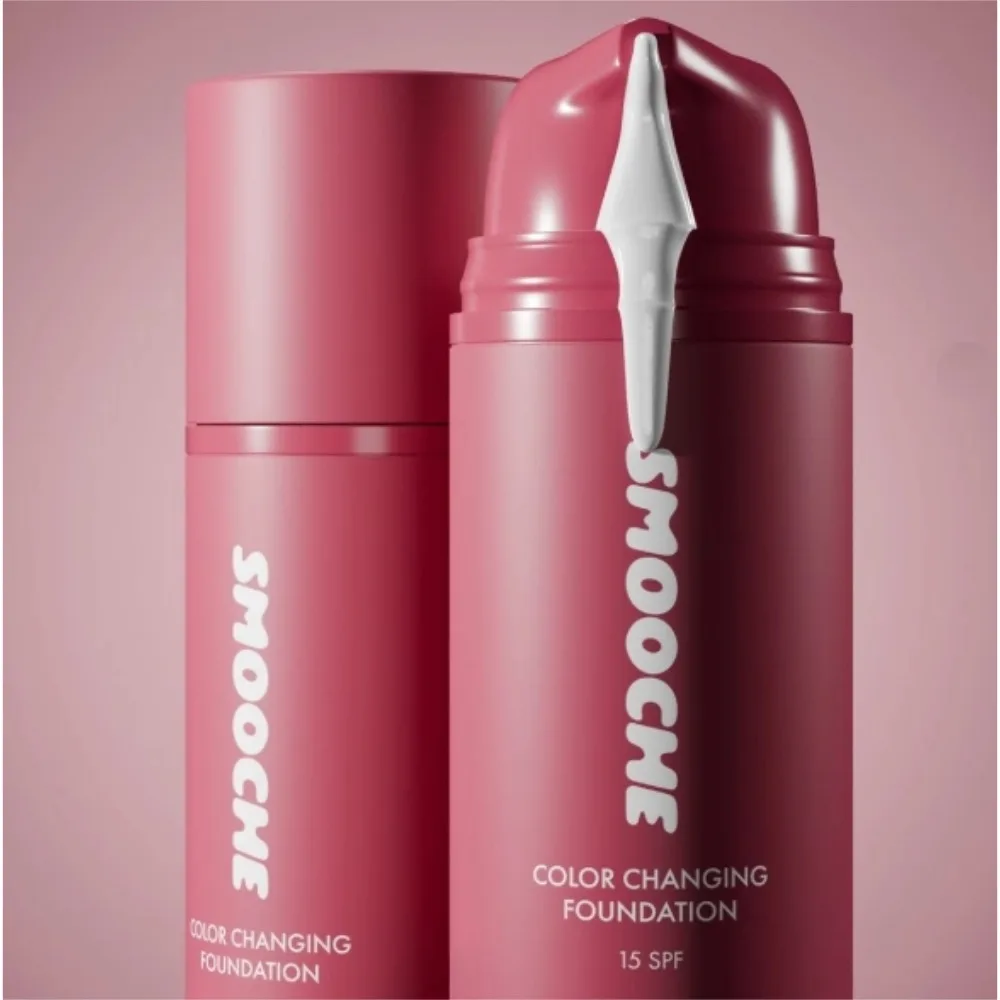 Base Líquida Natural Smooche Original com Glicerina e Vitamina E para Maquiagem Facial - Base que Muda de Cor