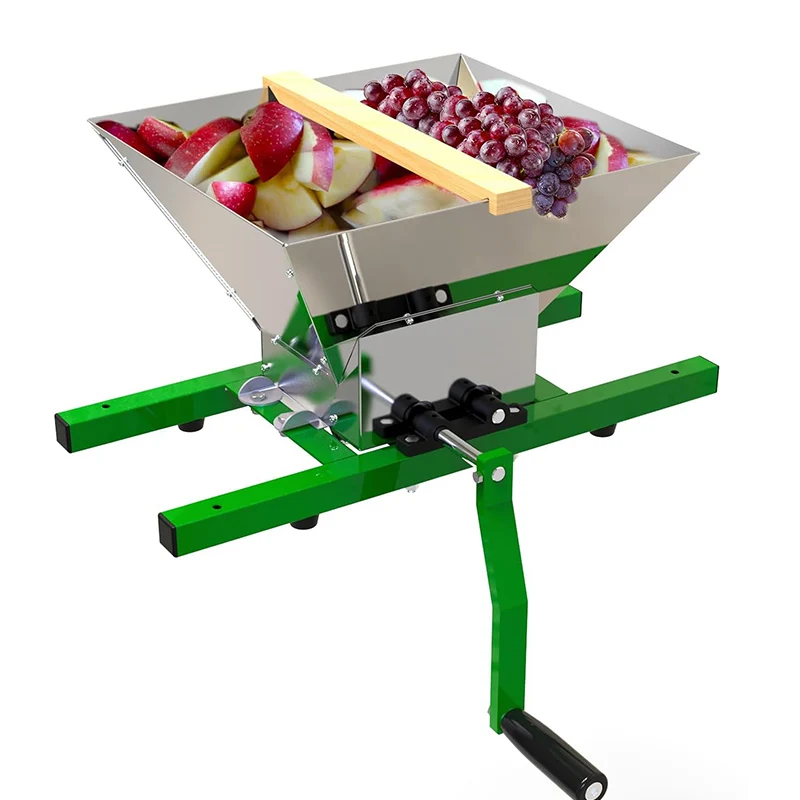 Fruit Apple Wine Apple Wine Crusher Grinde,7L Manual Grape Grinder, Stainless Steel Hopper & Aluminum Alloy Roller
