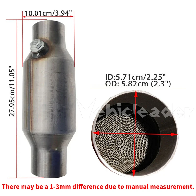 2"/2.25"/2.5"/3" Catalytic Converter High Flow Metal Core Honeycomb Exhaust Filter 200 Cell Euro1 High Performance Sport