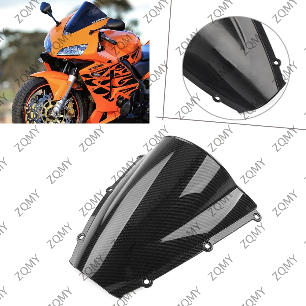 Motorcycle Double Bubble Windshield Windscreen For Honda CBR600 RR F5 2003 2004 Scratch Resistant Carbon Fiber ABS Wind Screen