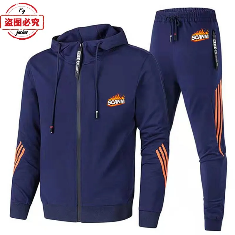 Scania heavy truck logo men's casual sportswear men's spring and autumn suit Scania work clothes