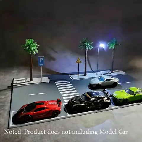 Diorama 1/64 Vägmodell LED-belysning Parkeringsplats Scen Displaymodell 10 best sales diorama parkeringsplats - №5