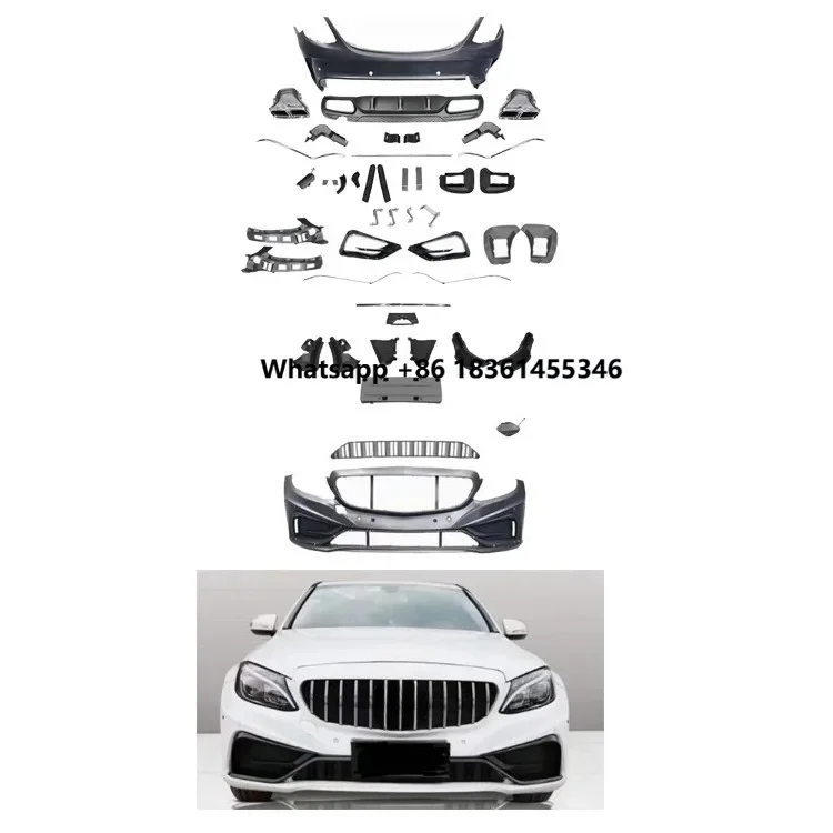 

Dream Garage New High Quality BORAN W205 Upgrade Carlsson Style Front Bumper Grille Body Kit Plug+Play Bolt-On Installation 1 Ye