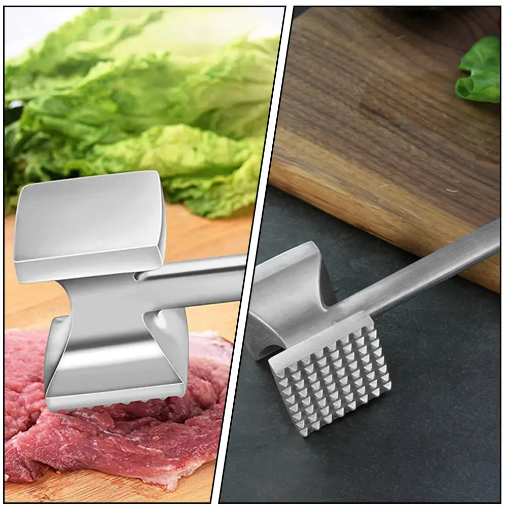 

1Pcs Meat Tenderizer Tool Dual-Sided Nails Hammer Long Handle for Easy Use Black Kitchen Mallet for Home Restaurant Hotel