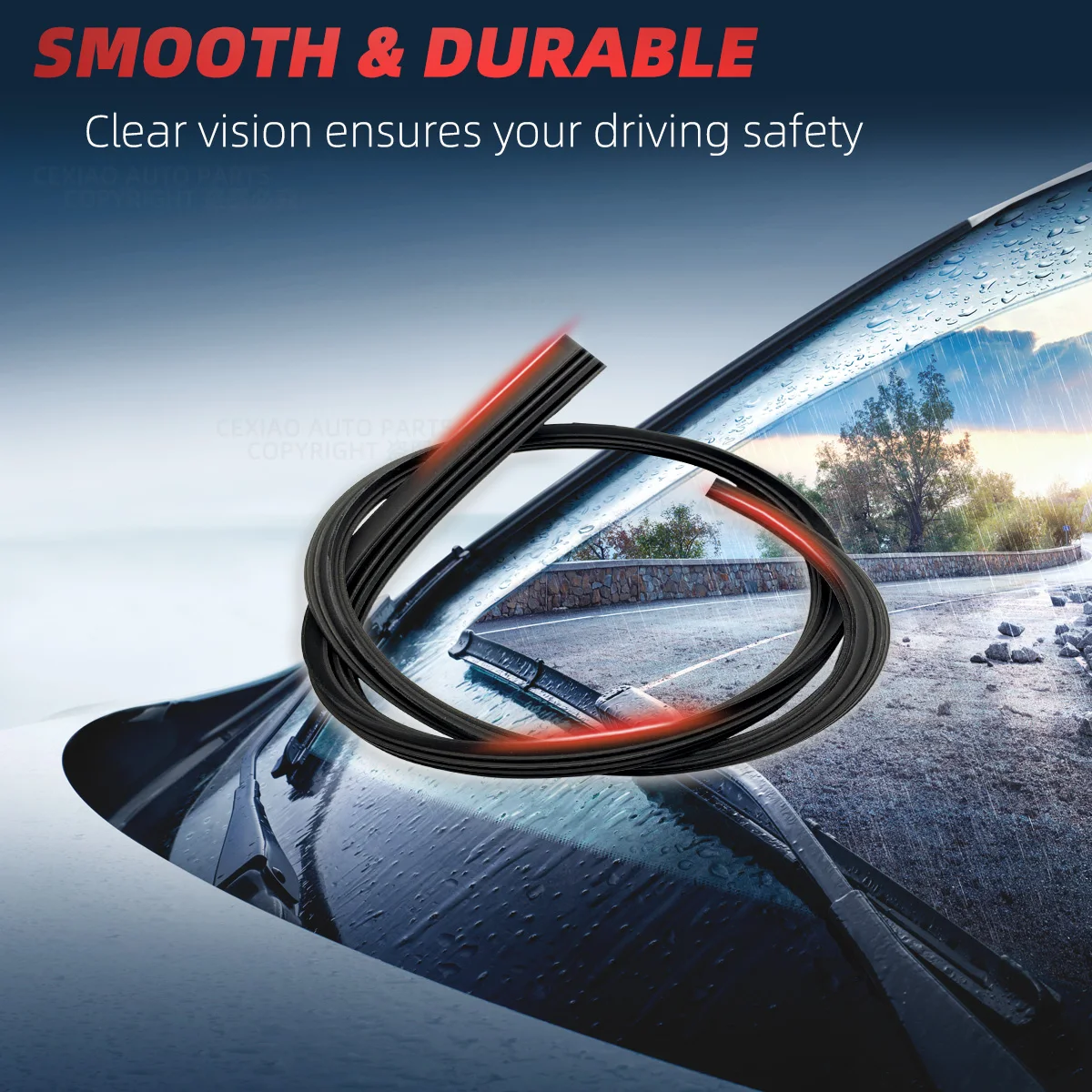 Car wiper rubber strip filler, suitable for 6mm frameless wiper blades, automotive parts 14 \