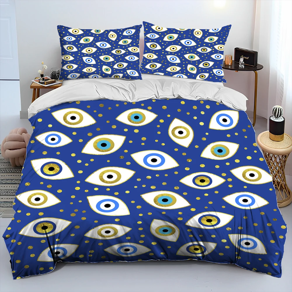 Nazar Evil Eye Albero della Vita Set di biancheria da letto trapuntato, Set copripiumino Copripiumino Federa, Set di biancheria da letto king queen