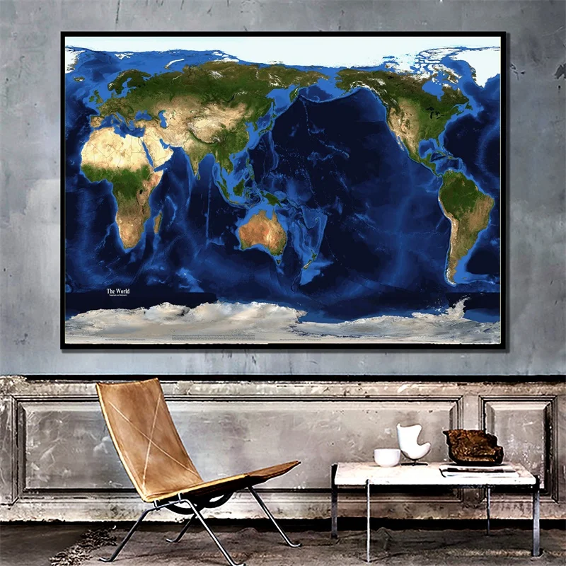 59*42cm Map of The World Wall Art Posters Non-woven Canvas Painting Decorative Prints Home Decoration Office Supplies