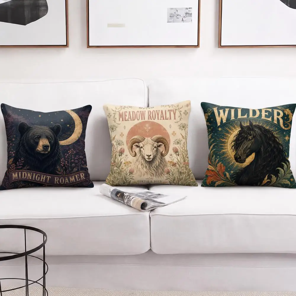 Fluffy Highland Cow Cushion Cover Short Plush Soft Double-Sided Printing Pillow Case Cozy Sofa Bedroom Home Decor Gift