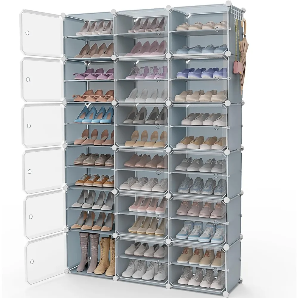 

Portable Shoe Rack Organizer with Covers 72-Pair Shoe Storage Cabinet with Door Closed Large Shoe Rack Shoe Storage Shelf Cabine