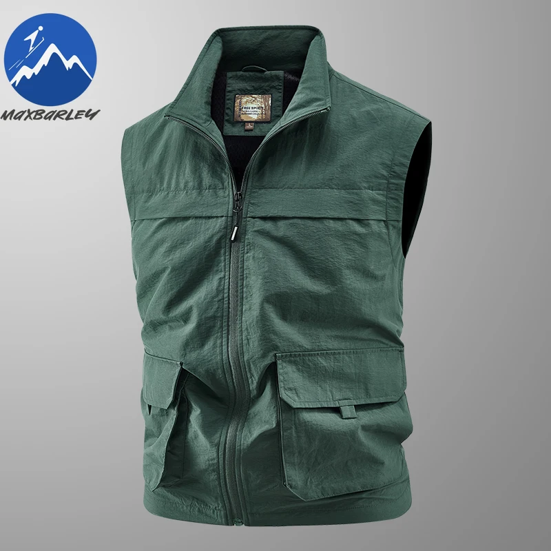 

Maxbarley уличный жилет для рыбалки, мужская повседневная спортивная рабочая куртка без рукавов с несколькими карманами, новинка 2026, весенний жилет-карго для фотографа 5xl