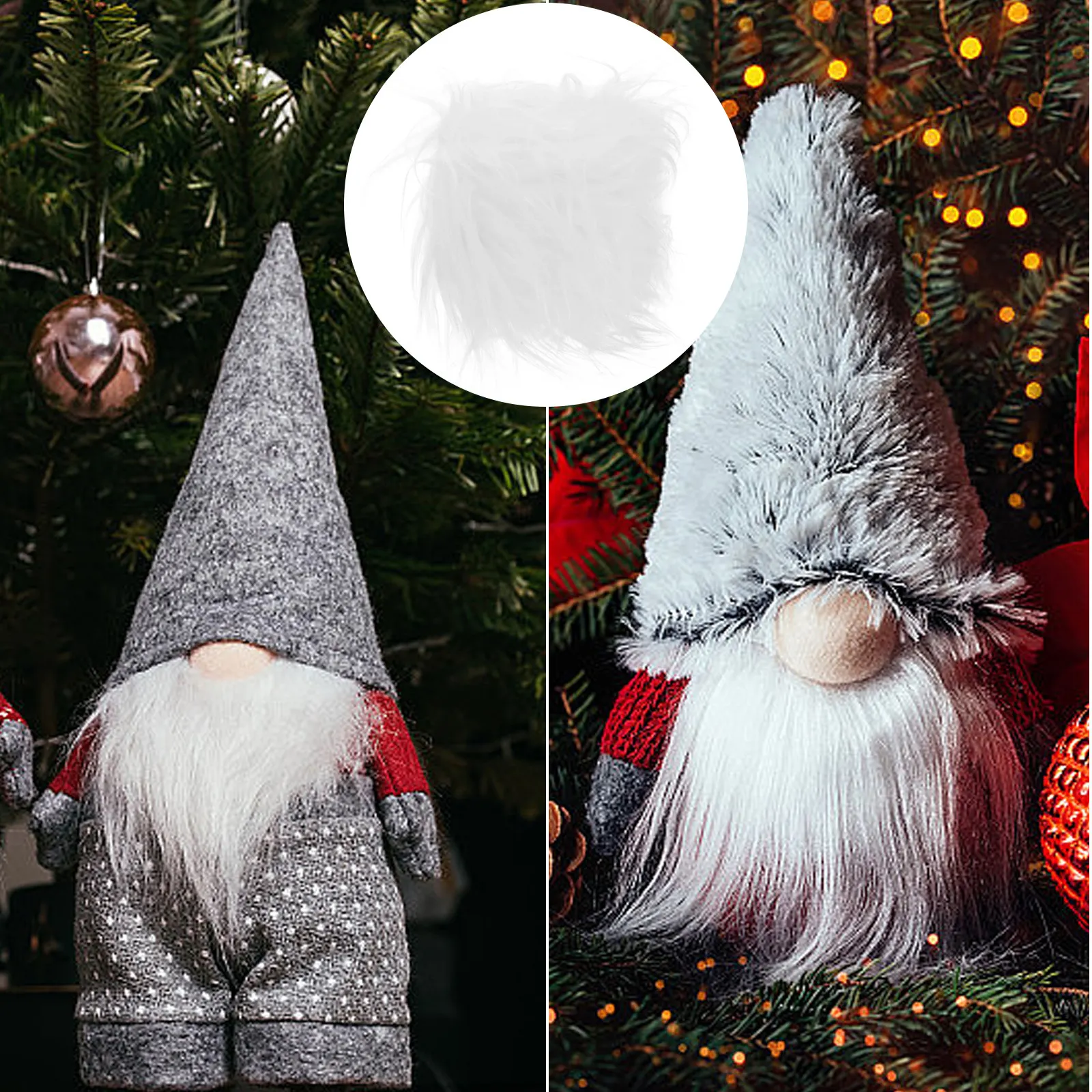 

1 Roll Christmas Hat Accessory Soft Faux Beard Craft Material for Gnome Dwarf Beard Making Xmas Stocking Crafts