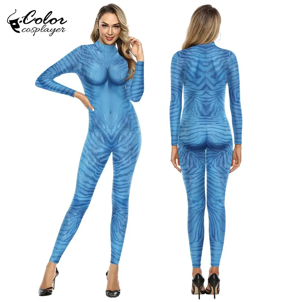 Color Cosplayer Avatar Cosplay Couple Costume Carnival Alien Set Catsuit Adult Clothe Bodysuit Jumpsuit Festival Party Outfit