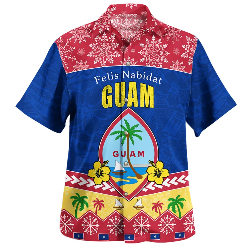 New Summer 3D American Guam National Flag Printing Shirts For Men Guam Coat Of Arm Graphic Short Sleeves Clothing Harajuku Tops