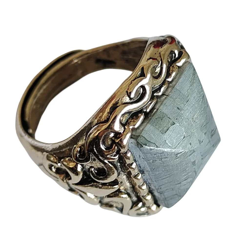 High quality natural iron meteorite Mosaic ring Mosaic meteorite live ring can be adjusted size
