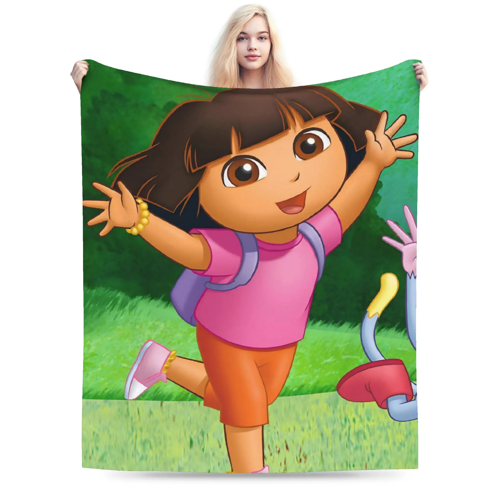 Super Soft D-Doras The Explorers Throw Blanket Premium Flannel Fleece Lightweight Bed Blanket Super Cozy Blankets All Season Use