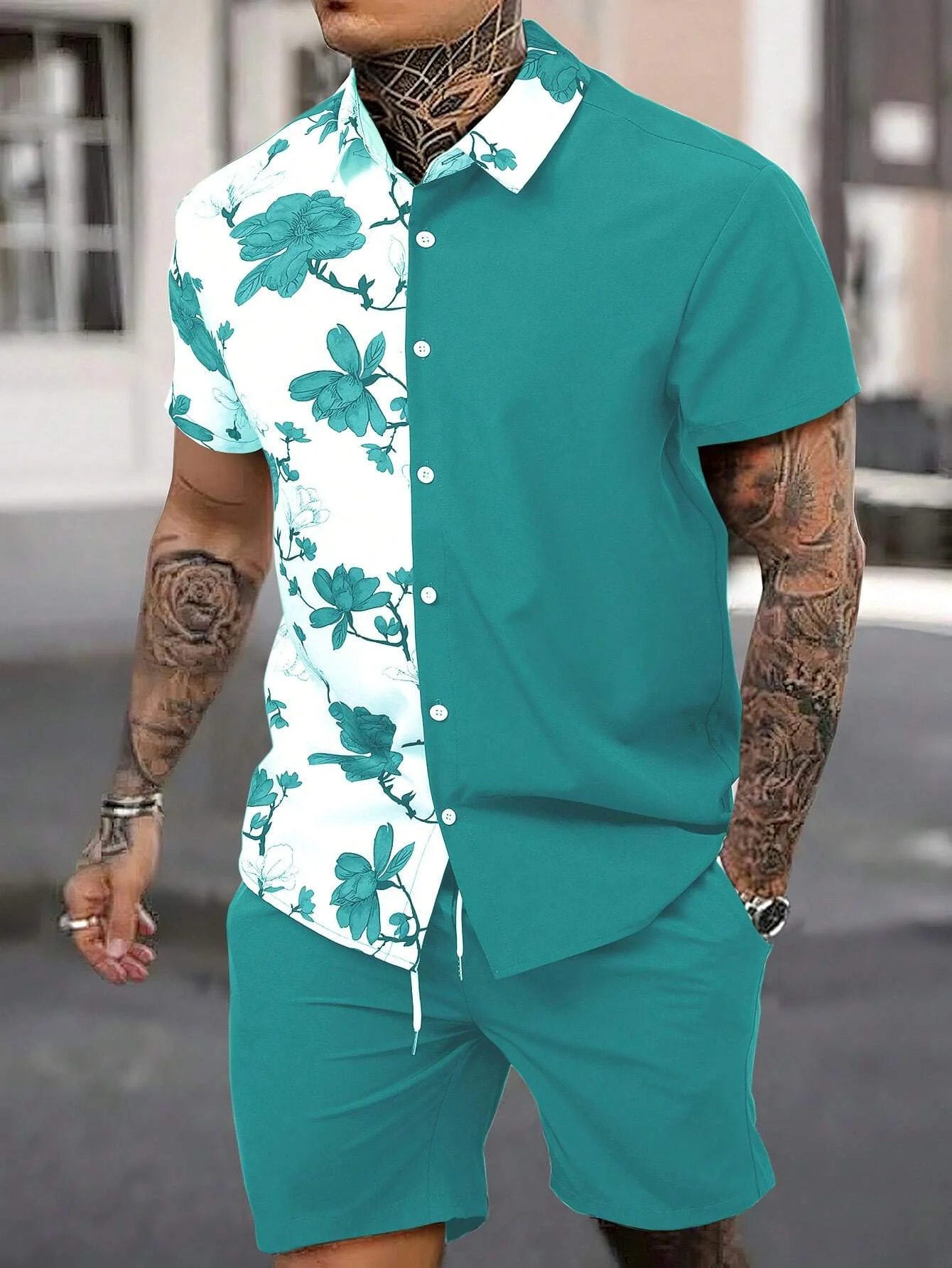 Summer Flowers 3D Print Men Shirt Sets Short Sleeve Shirt Oversized Casual Beach Shorts Streetwear Hawaiian Suits Clothes