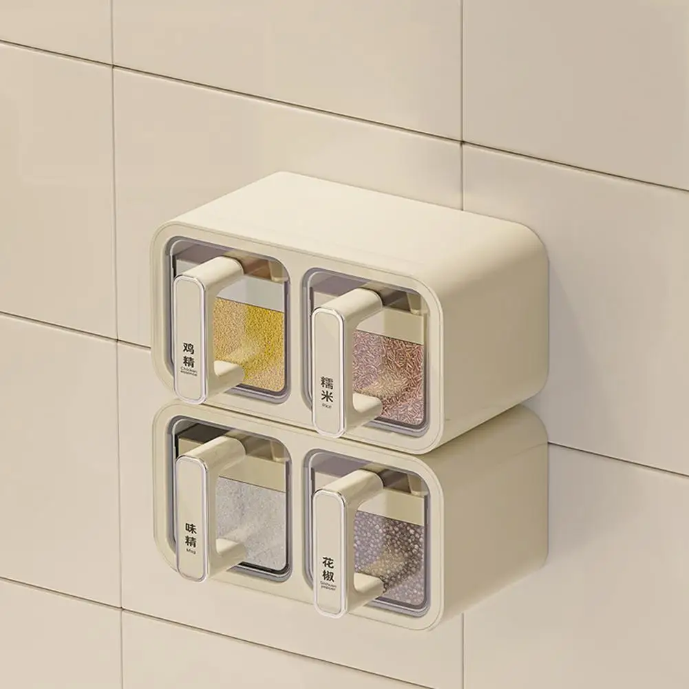 Seasoning Box Organizer Space-saving Spice Organizer Wall Mounted Seasoning Storage Rack with Adjustable Multi-compartment Spice