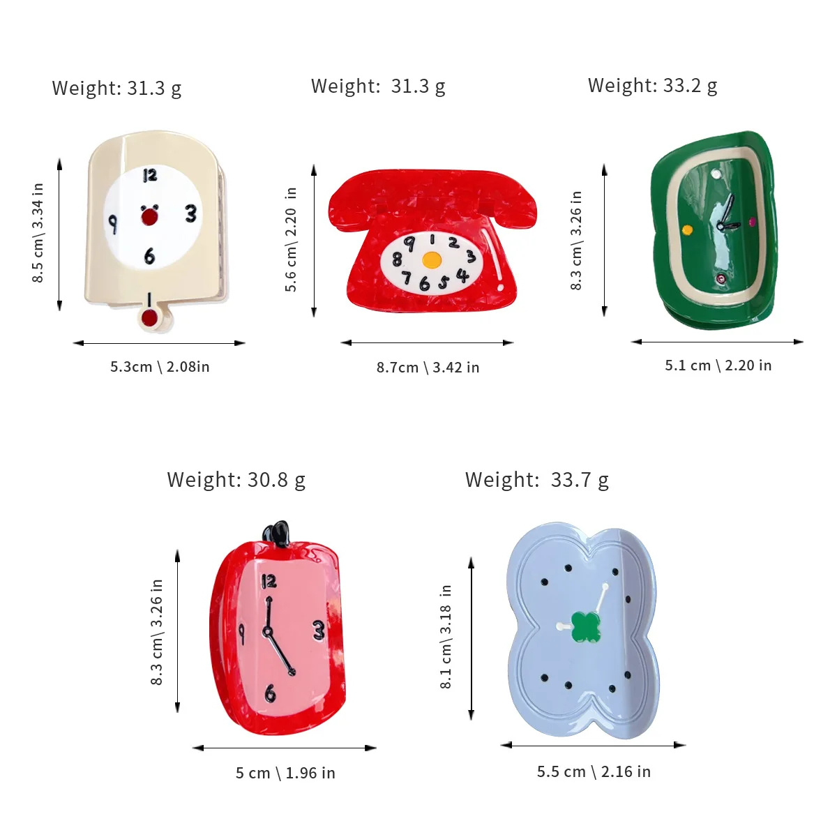 Fashion hair claw clip Creative hair claw Elegant hair claws Telephone hair claws Clock hair claws Accessories for women