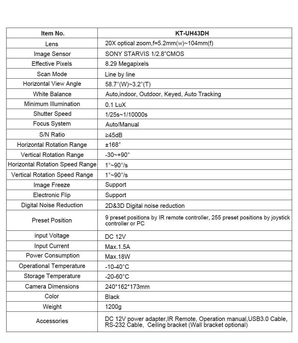 KATOV Professional UHD SDI PTZ Camera 20X Zoom 4K PTZ Webcam For Broadcasting Education System Conference System
