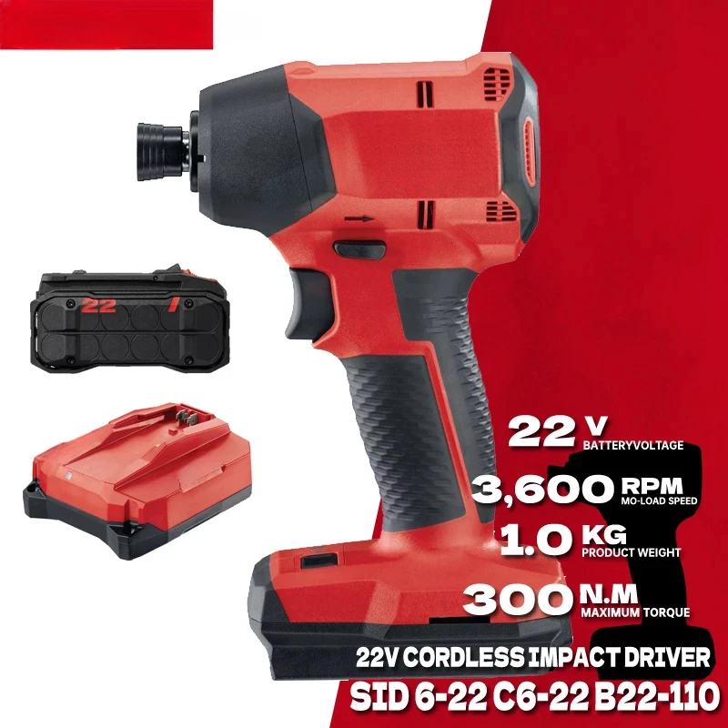 6-22 Cordless Impact Driver Kits With 22V Lithium Battery Rechargable High-speed Brushless Motor Power Tool