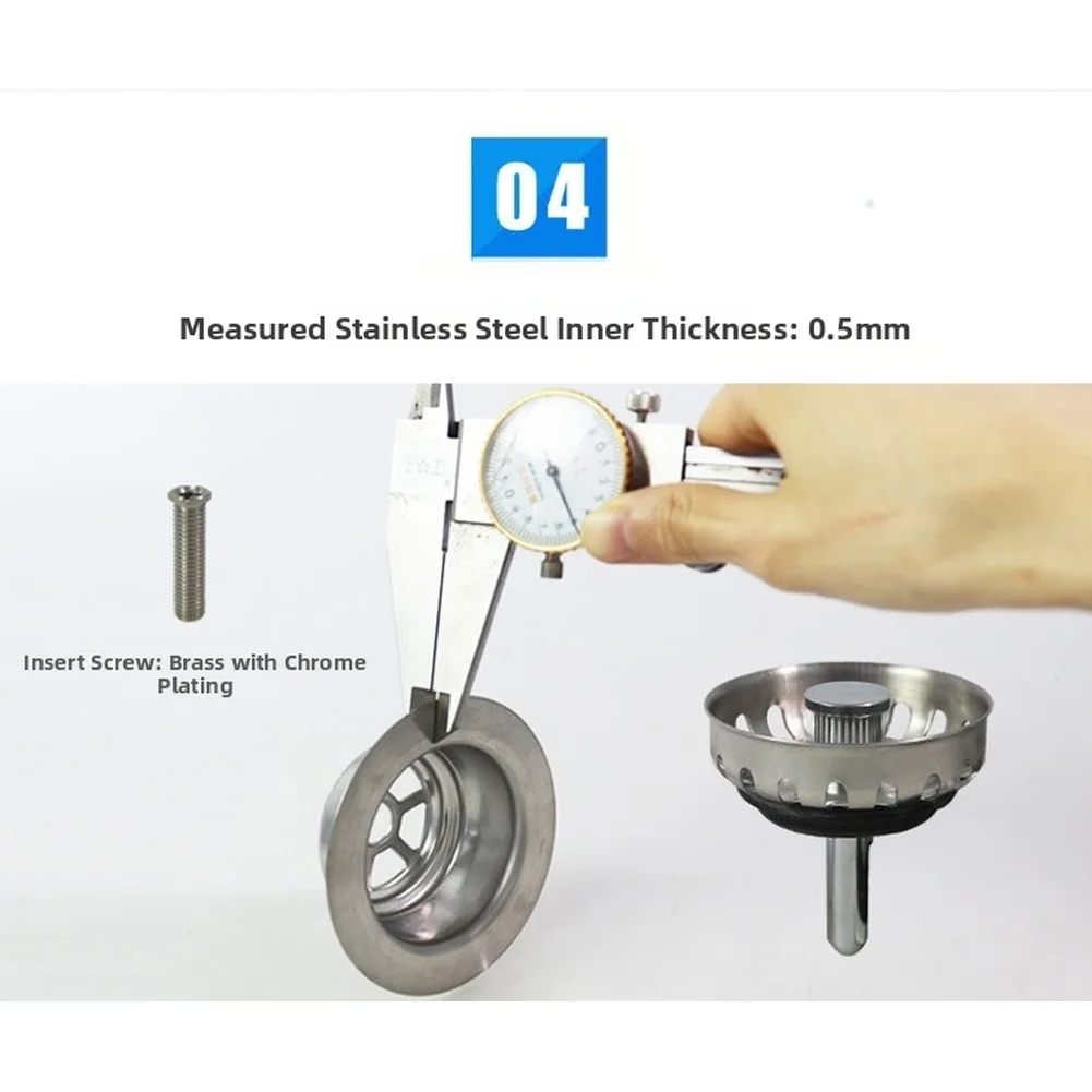 85mm Stainless Steel Kitchen Sink Drain Strainer With Overflow Basin Waste Sink Drain Pipe Set For Kitchen Bathroom Accessories view 3