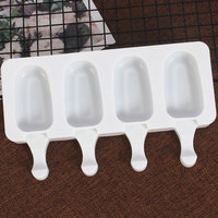 Popsicle Molds Set of 2 Ice Pop Molds Silicone 4 Cavities Ice Cream Oval Cake Pop Mold with 50 Wooden Sticks for DIY Popsicle