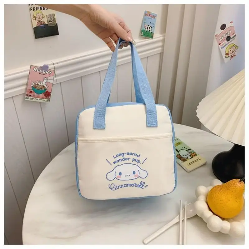 Borsa per il pranzo per studenti Sanrio Hello Kitty Kuromi Office Worker Cartoon Borsa termica Bento portatile impermeabile Picnic Party Kawaii