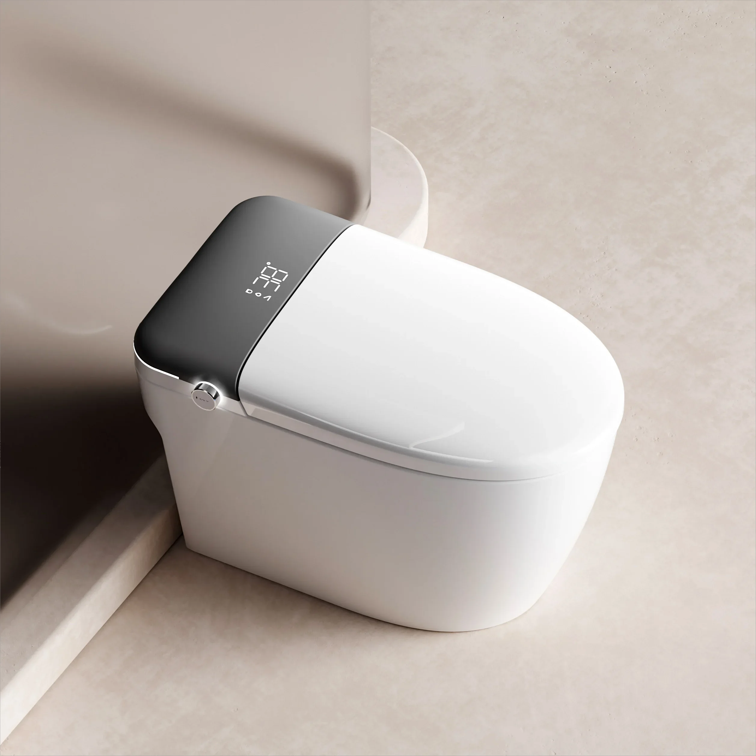 Grey Cover White Color Hot Intelligent Sanitary Ware Floor Mounted Water Closet Bathroom Ceramic Automatic Smart Toilet Commode