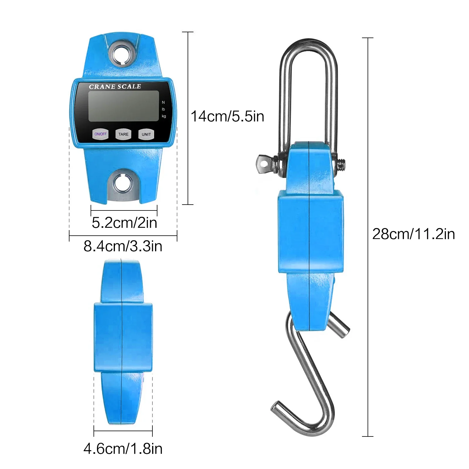 Bilancia digitale sospesa da 660 libbre Custodia in alluminio Palmare 300Kg Mini gru Bilancia Ganci Caccia in fattoria Pesca all'aperto
