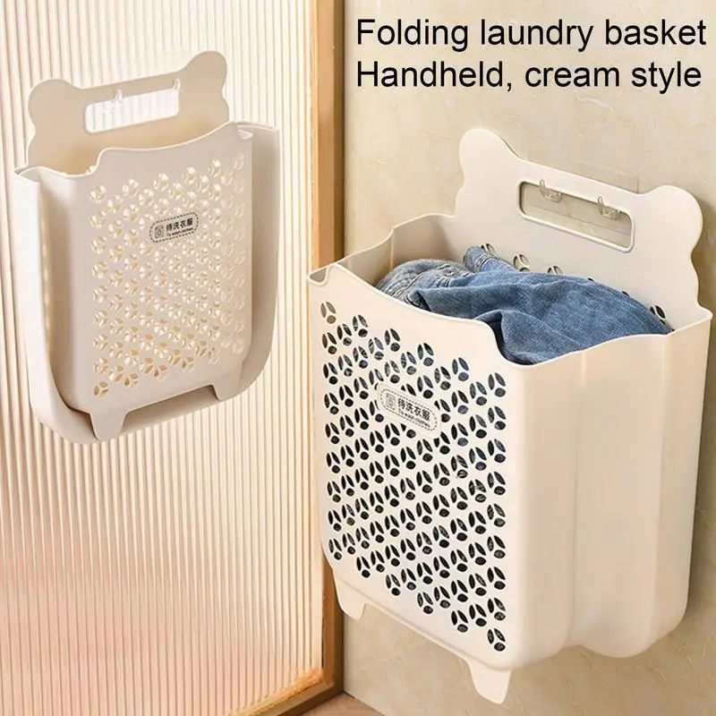 

Foldable Laundry Basket Bathroom Wall Mounted Storage For Dirty Clothes Hollowed Laundry Bag For Bathroom Bedroom Laundry Room