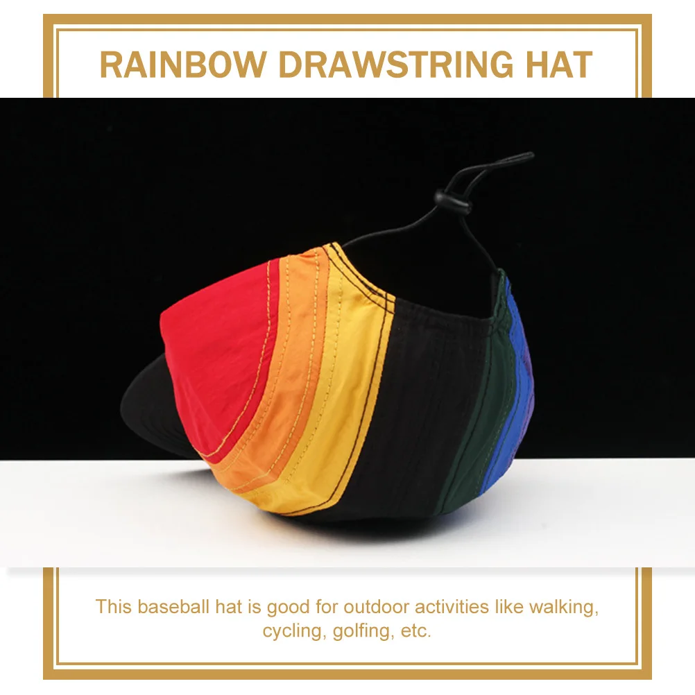 

Rainbow Cotton Baseball Cap Ponytail Hole Sunproof Outdoor Hat Pride Month Cap Fashionable Summer Hat Photo Prop