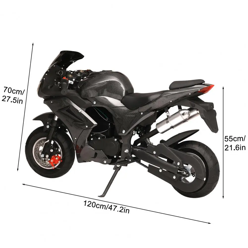 49cc 4-Stroke Pocket Mini Rocket Motorcycle Gas With Front Rear Disc Brakes Racing Max Speed 25MPH Christmas Gifts For Children