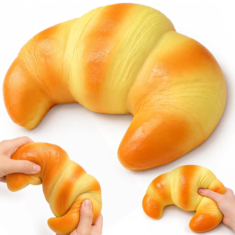 Squishy Croissant Stress Ball Soft Bread Slow Rebound Squeeze Fidget Toys ASMR Sensory Anti-Stress Toy Festival Gift for Adult ﻿