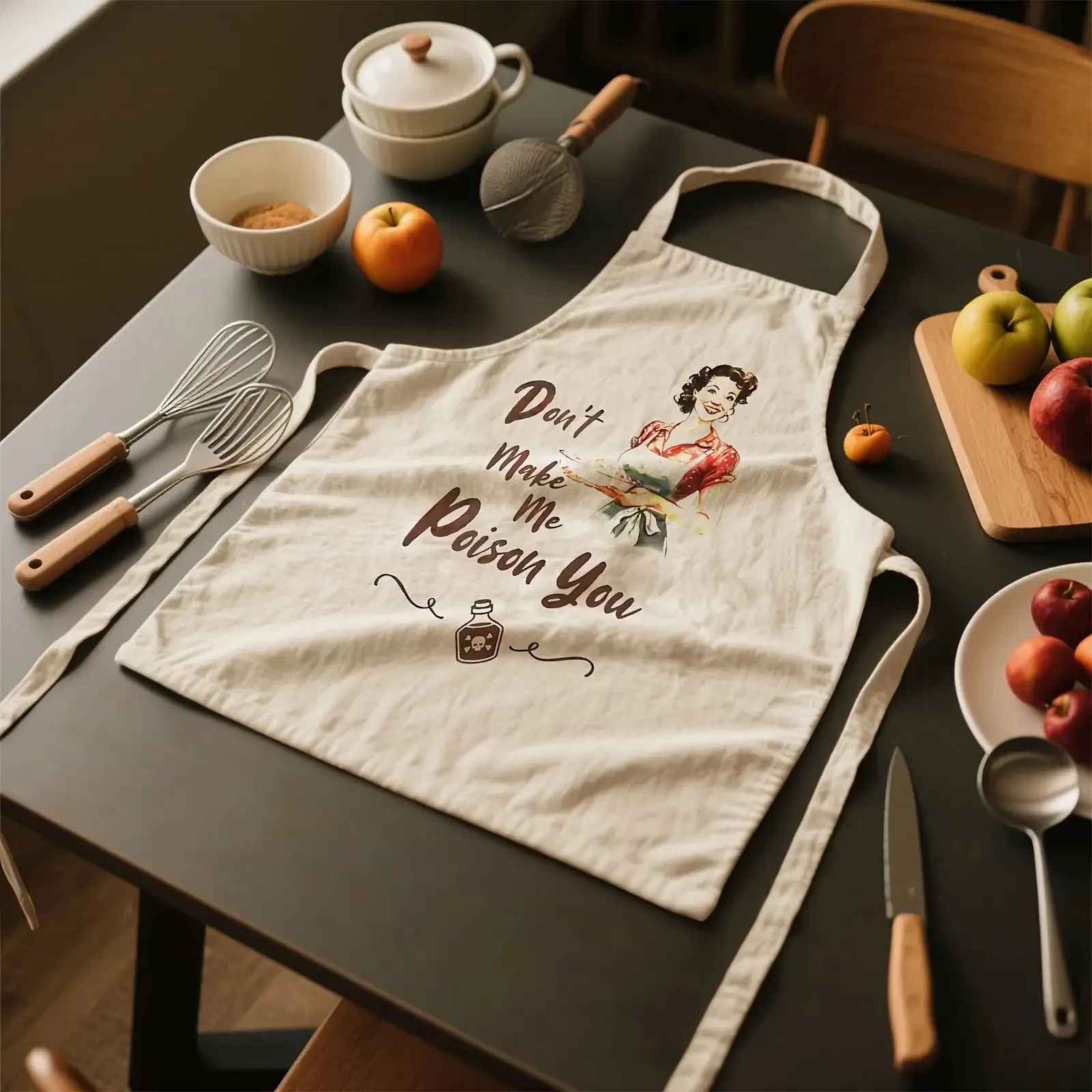

1 piece of fun vintage linen apron, kitchen gift, vintage style, cooking, baking, home decoration