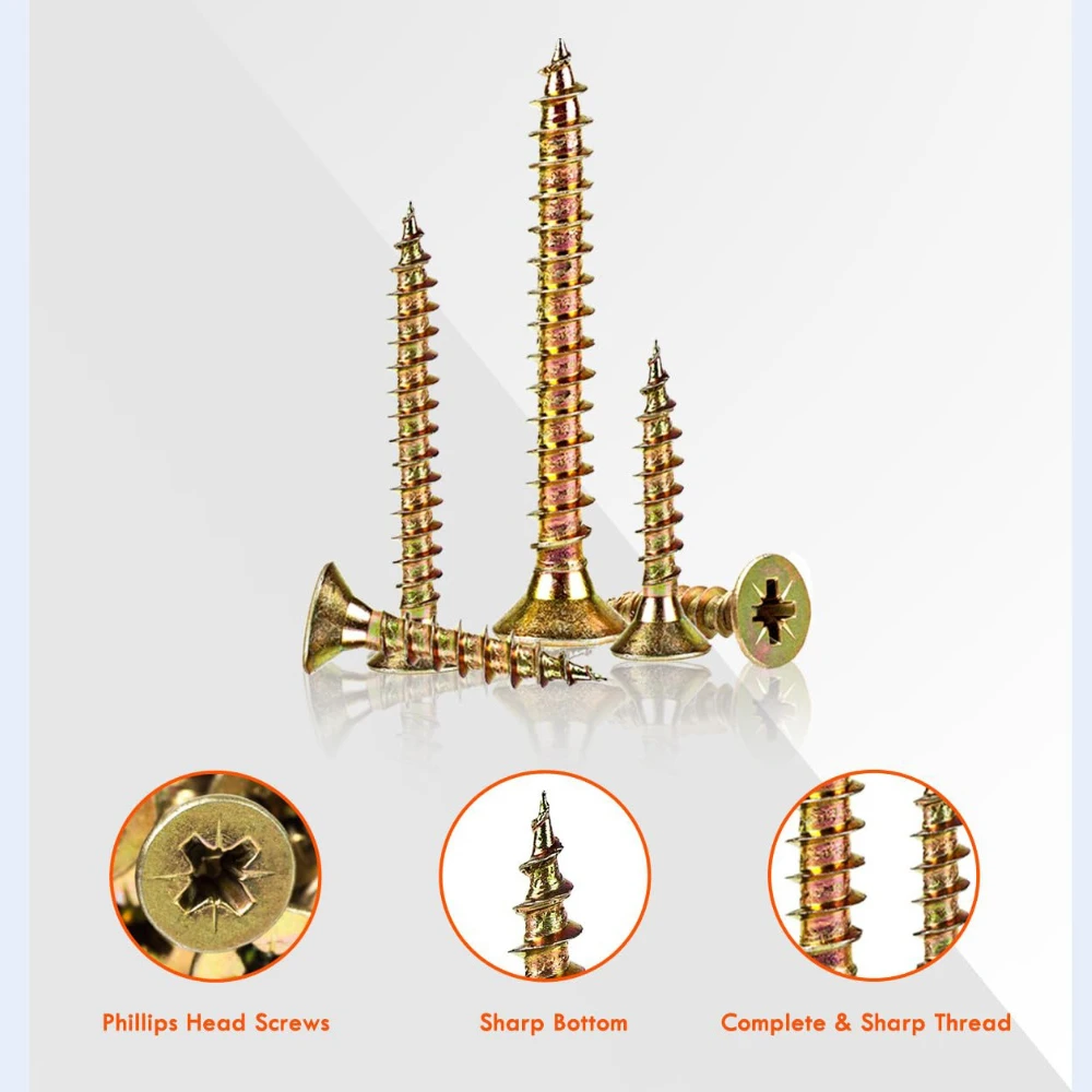 360 قطعة M3 M3.5 M4 عبر رئيس الألياف المسامير الخشب الأجهزة مسامير المجلفنة الذاتي التنصت مسامير خشب مجموعة GB/T 846-1985