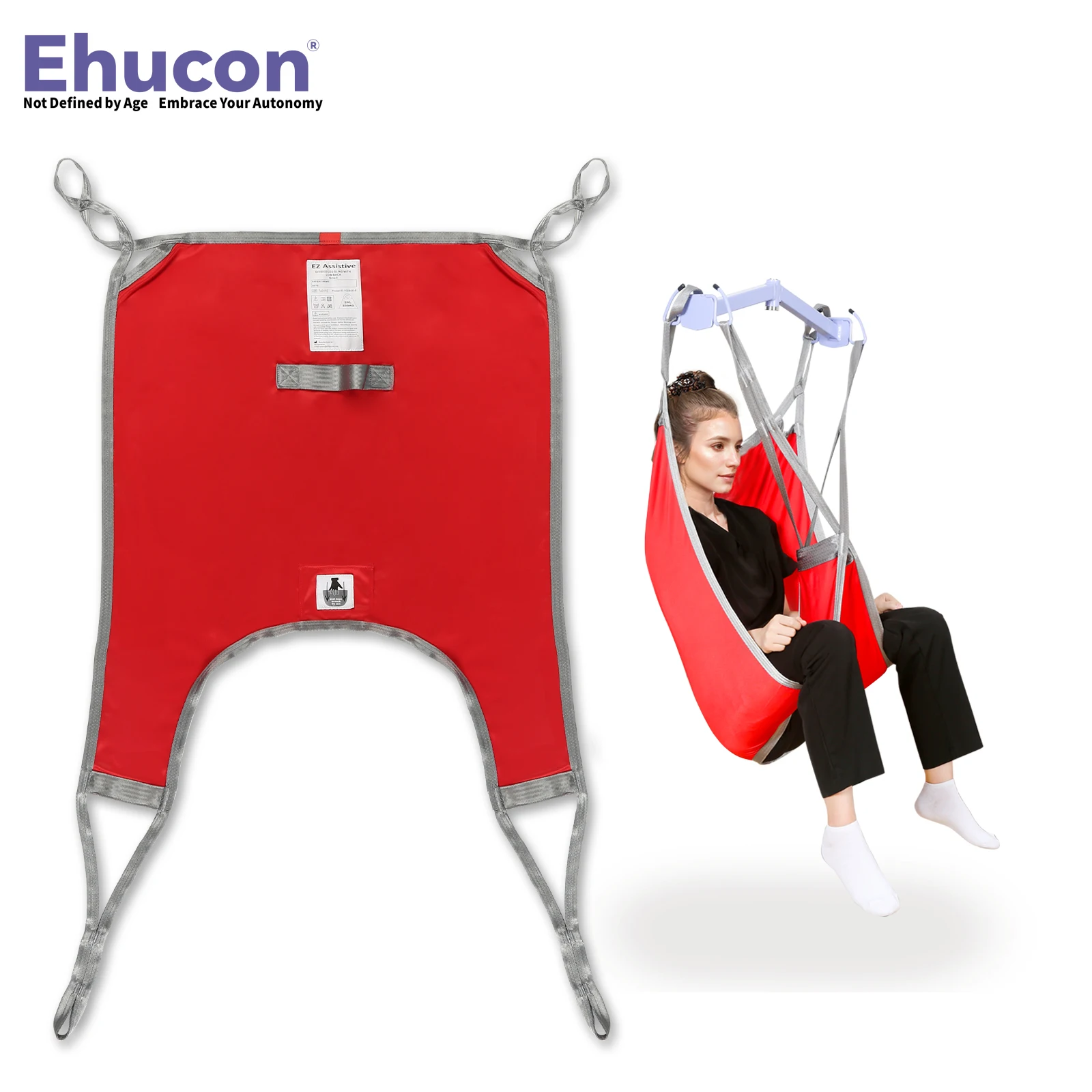 Ehucon Patient Lift Divided Leg Sling with Lower Back, Transfer Hoist Hoyer Sling for Lifting and Positioning 500lb SWL