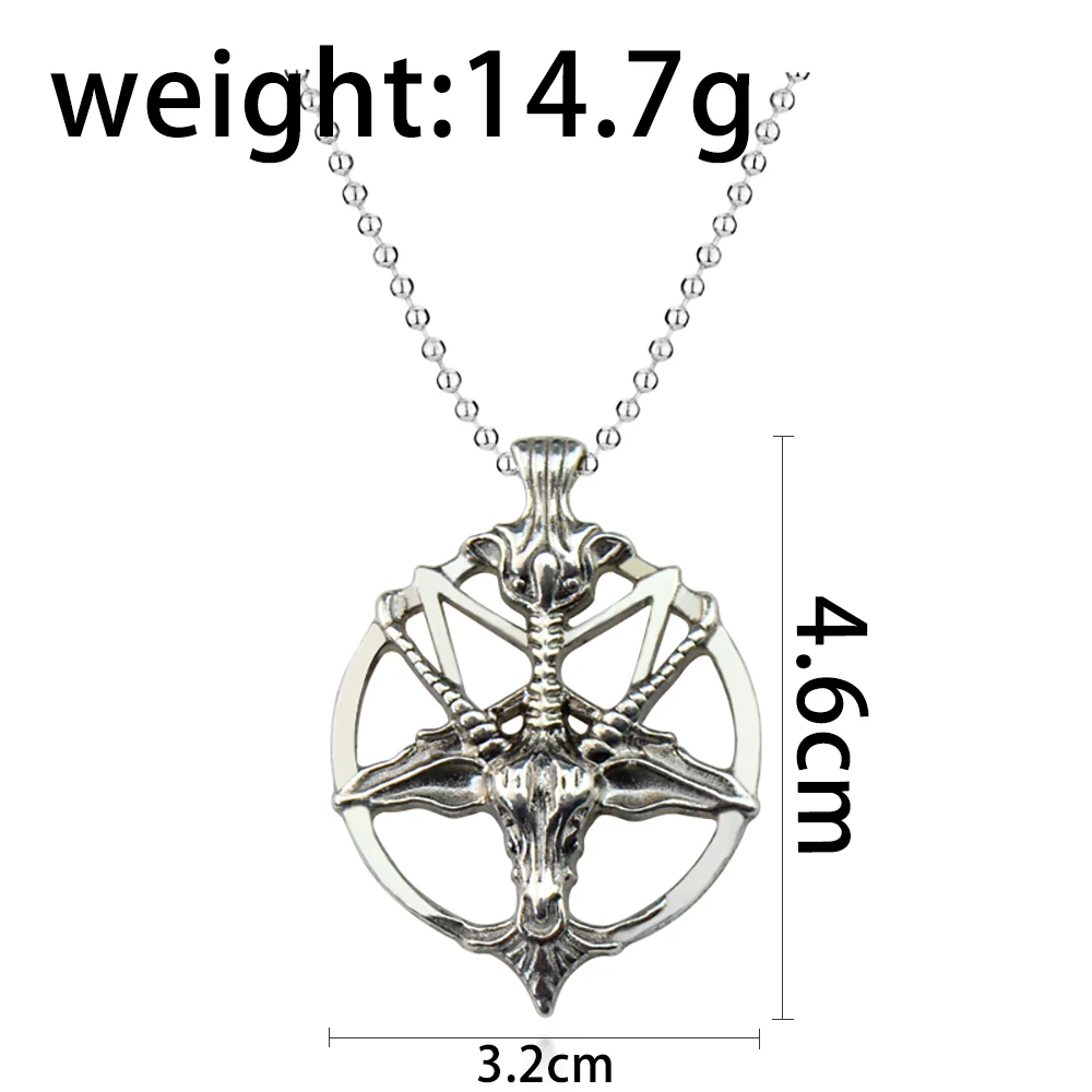 Vintage Pan God Skull Pendants Necklace Men Fashion Pentagram Goat Head Pendant Chain Unisex Luck Alloy Gothic Necklace Jewelry