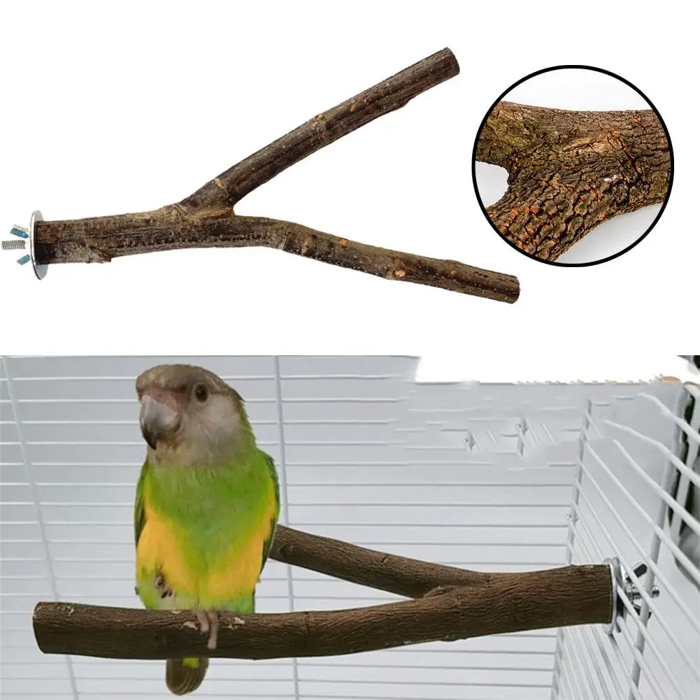 Parrot Perch Wooden Stand Wear-resistant Natural Fruit Wood Parrot Stand Bar Toy Bird Claw Sharpening For Hamsters Birds Et I3P4