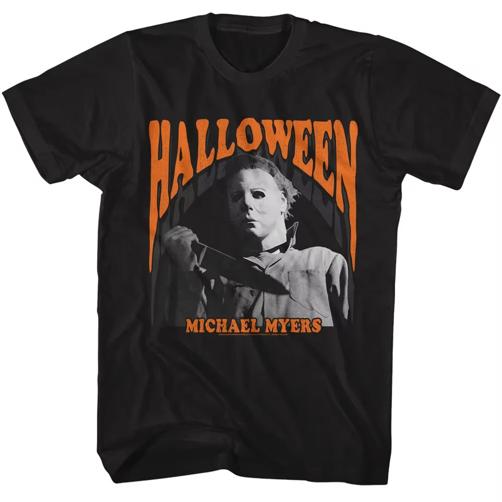 2026 New Cool Halloween Michael Myers Horror Movie Print Cotton Short Sleeve T-Shirt Men Women Summer Vintage Stre