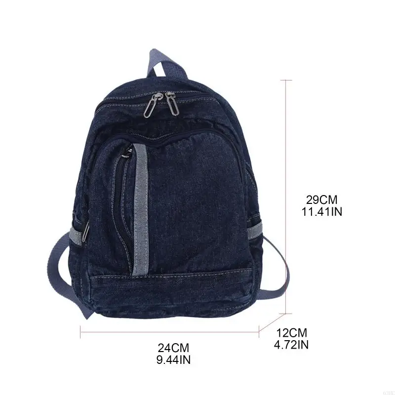 63HC Casual Rucksack Blue Jean Backpack กระเป๋านักเรียน Daypack สำหรับวันวาเลนไทน์