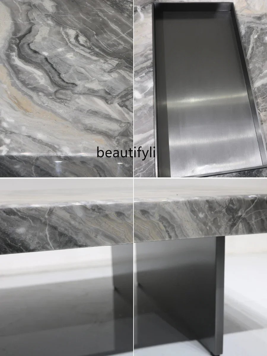 Mesa de centro cuadrada de mármol italiano, mesa de té minimalista y moderna para apartamento pequeño, mesa de té pequeña de piedra de lujo para sala de estar y hogar G12