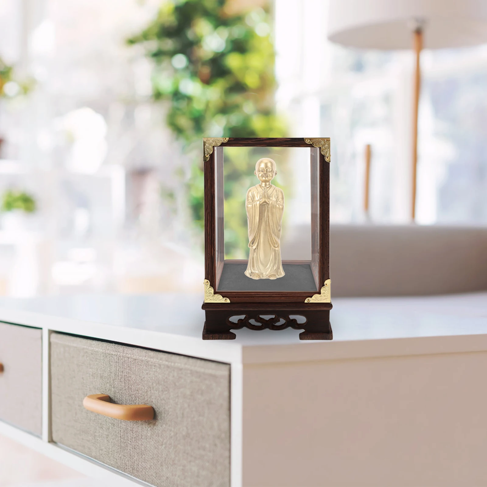 

Clear Display Case For Collectibles Wood Base Elegant Showcase Box Transparent Glass Cover Chicken Wing Wood Craftsmanship