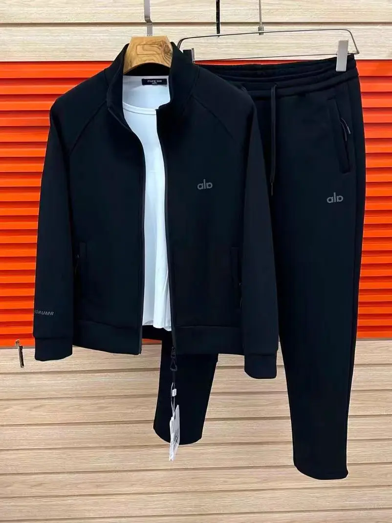 

Spring Autumn Men's New Stand Collar Casual Sports Two-Piece Set Elegant Luxury Fashion Standard Fit Long Sleeve Zipper Closure